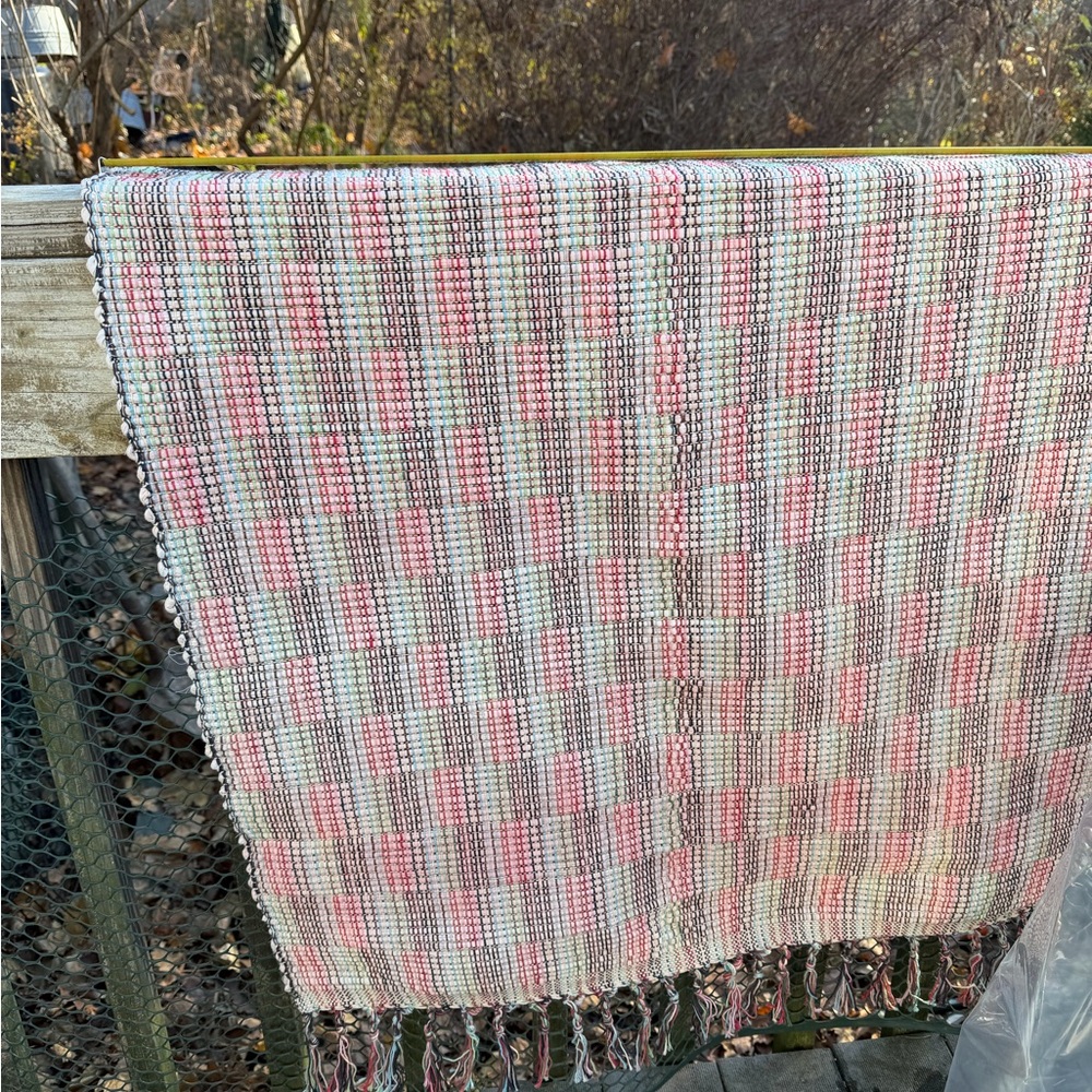 Traditional Handwoven Rug Made At Sunrise Workshop Made In Machias Me. 4 Ft Long